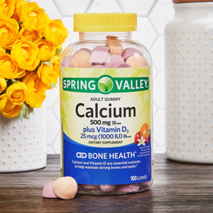 Spring Valley Calcium 500mg + Vitamin D3 Gummies, 100ct Orange 100 - Premium Supplements from Spring Valley - Just $19.31! Shop now at Kis'like