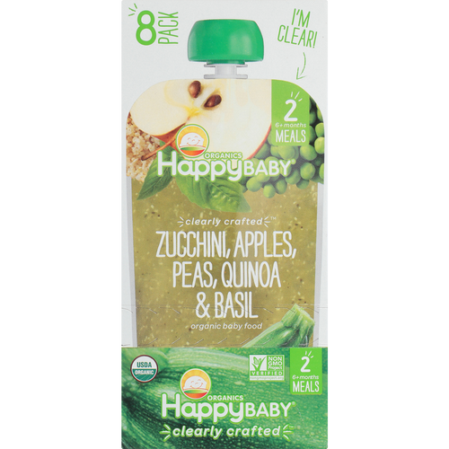 (8 Pouches) Happy Baby Clearly Crafted, Stage 2 Meals, Organic Baby Food, Zucchini, Apples, Peas, Quinoa & Basil, 4 Oz Green - Premium Baby Food Stage 2 from Happy Baby - Just $16.99! Shop now at Kis'like