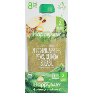 (8 Pouches) Happy Baby Clearly Crafted, Stage 2 Meals, Organic Baby Food, Zucchini, Apples, Peas, Quinoa & Basil, 4 Oz Green - Premium Baby Food Stage 2 from Happy Baby - Just $16.99! Shop now at Kis'like