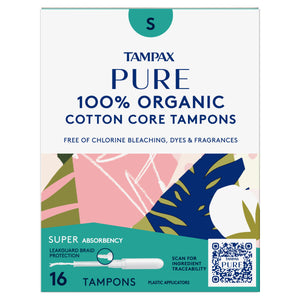 Tampax Pure Organic Super Absorbency Tampons, Unscented, 16 Ct White - Premium Natural Feminine Care from Tampax - Just $18.30! Shop now at Kis'like