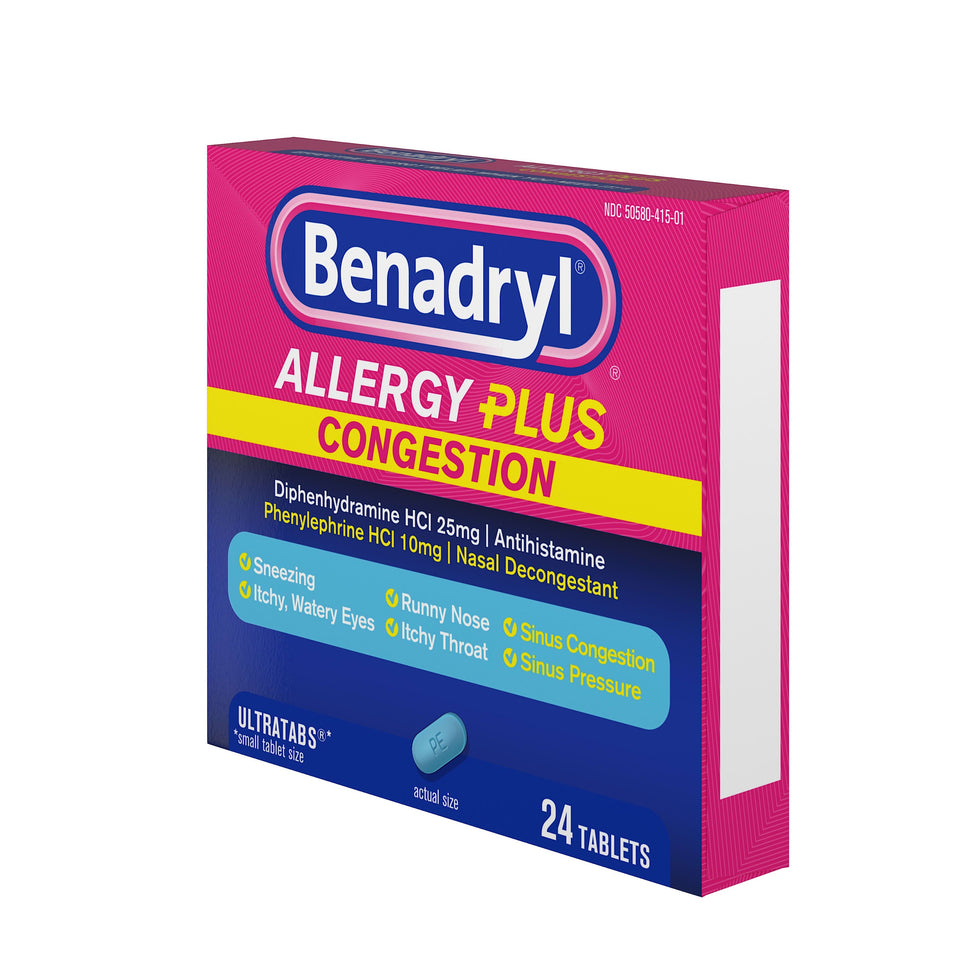 Benadryl Allergy Plus Congestion Ultratabs Allergy Medicine, 24 ct Other 24 tablets - Premium Allergy Medicine from Benadryl - Just $17.28! Shop now at Kis'like