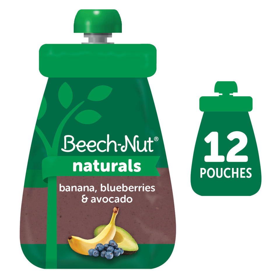(12 Pack)  Naturals Stage 2, Banana Blueberries & Avocado Baby Food, 3.5 oz Pouch - Premium Baby Food Stage 2 from Beech-Nut - Just $23.67! Shop now at Kis'like
