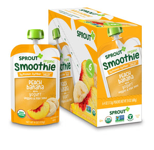Sprout Organic Toddler Smoothie Pouches Peach Banana (DAIRY); Pack of 6 - Premium Baby Food Pouches from Sprout - Just $14.99! Shop now at Kis'like