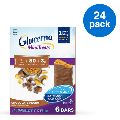 Glucerna Mini Treats, 24 Count, for People with Diabetes to Help Manage Blood Sugar, with CARBSTEADY and Essential Vitamins & Minerals, 80 Calories, Chocolate Peanut, 0.70 oz 0.70_oz - Premium Bike Bars from Glucerna - Just $29.44! Shop now at Kis'like