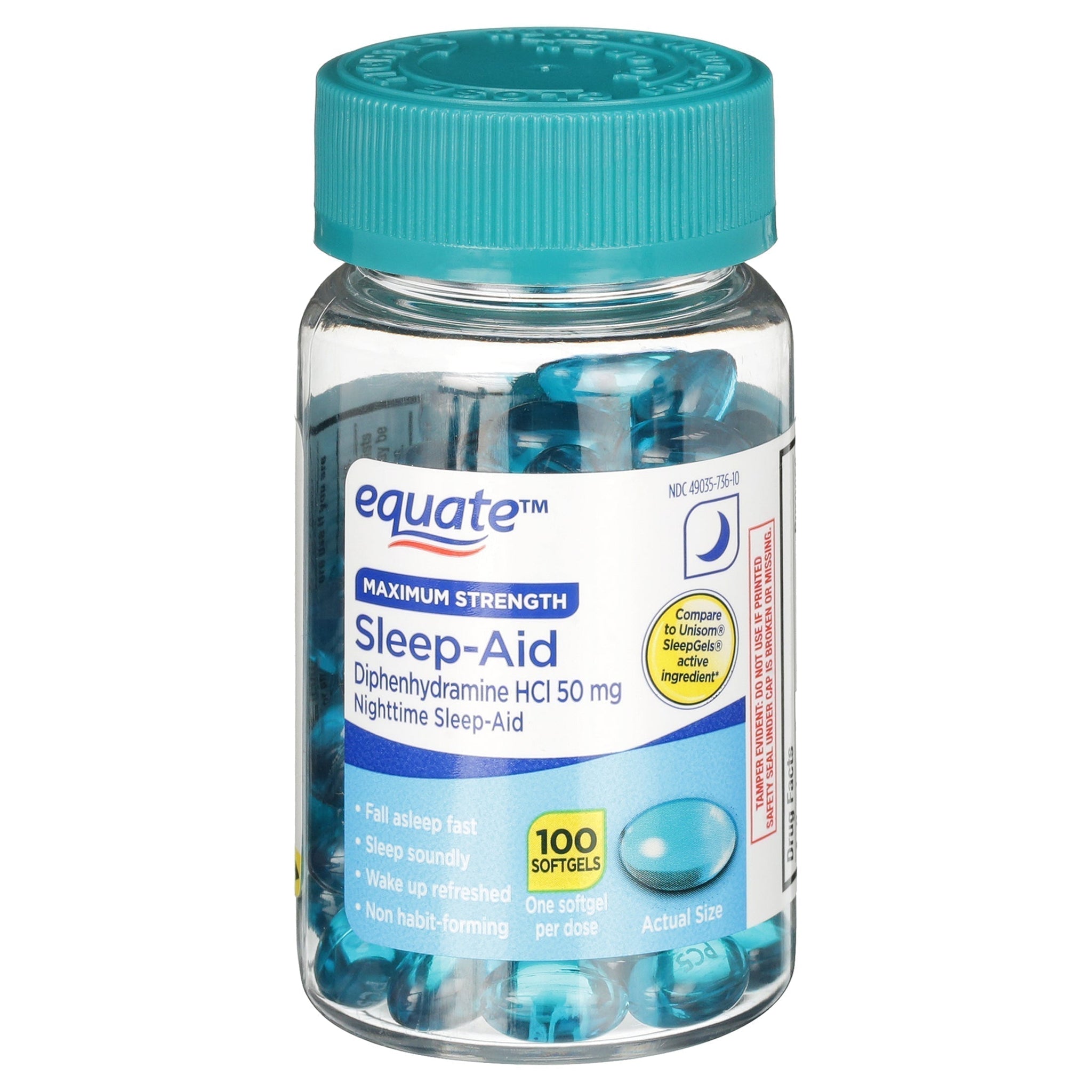 thumbnail image 2 of Equate Maximum Strength Sleep Aid Softgels – 100 Count, Exp 2027, USA Made, Ships Worldwide 2 of 4