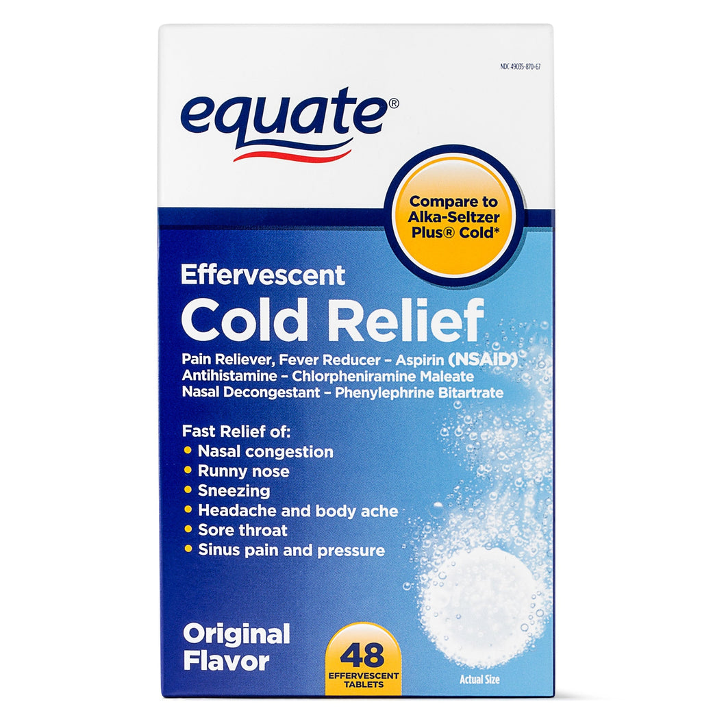 Equate Effervescent Cold Relief Tablets, 325 mg, 48 Count 48 tablets - Premium Equate from Equate - Just $7.99! Shop now at Kis'like