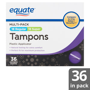 Equate Unscented Tampons With Plastic Applicator - Regular And Super - 36 Ct White 36 Unscented Tampons - Premium All Feminine Care from Equate - Just $6.99! Shop now at Kis'like