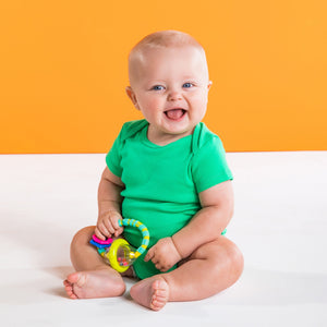 Bright Starts Grab & Spin Rattle and Teether Toy, Ages 3 months + Multicolor Teether, rattle - Premium Baby Rattles from Bright Starts - Just $5.99! Shop now at KisLike