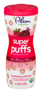 Plum Organics Super Puffs Strawberry with Beet, 1.5oz Multicolor 8.200 x 3.300 x 3.30 - Premium Toddler Foods from Plum Organics - Just $9.90! Shop now at Kis'like