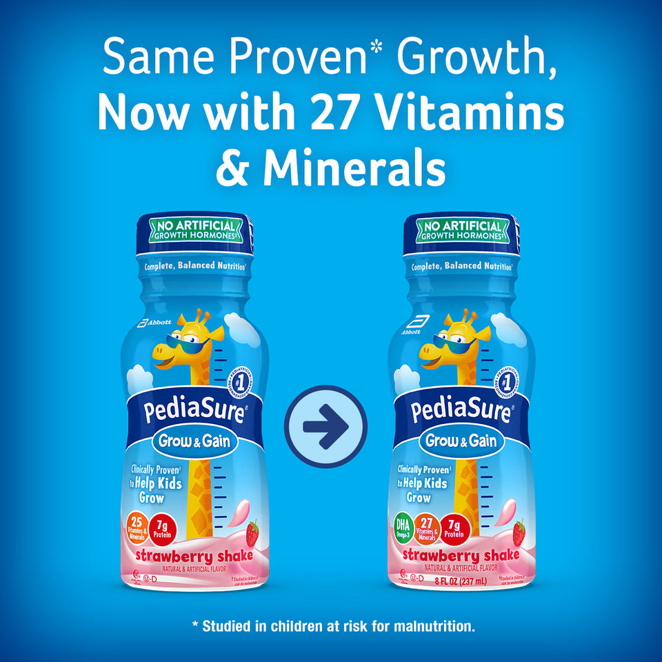 PediaSure Grow & Gain Kids’ Nutritional Shake, with Protein, DHA, and Vitamins & Minerals, Strawberry, 8 fl oz, 6-Count Other 48 oz - Premium Baby Beverages from PediaSure - Just $16.99! Shop now at Kis'like