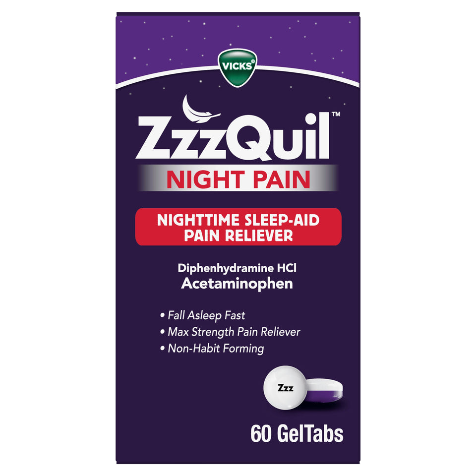 Vicks Zzzquil Nighttime Pain Reliever Sleep Aid Geltabs, 60 Ct Purple Regular - Premium Daylight Savings from ZzzQuil - Just $16.99! Shop now at Kis'like