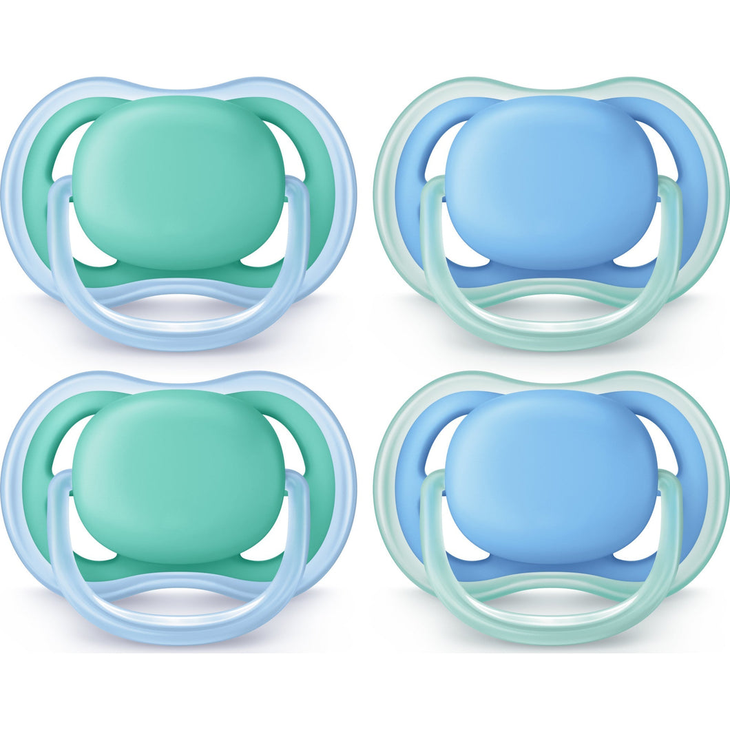 Philips Avent Ultra Air Pacifier, 6-18 months, blue/green, 4 pack, SCF244/42 - Premium Philips Avent Pacifiers from Philips AVENT - Just $16.99! Shop now at Kis'like