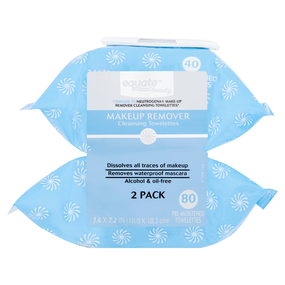 Equate Beauty Makeup Remover Cleansing Towelettes, 80 count, 2 pack Value - Premium Makeup Removers from Equate - Just $7.99! Shop now at Kis'like