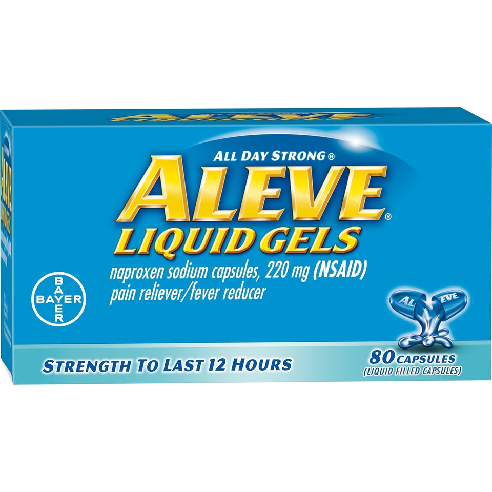 Aleve Liquid Gels with Naproxen Sodium, Pain Reliever/Fever Reducer, 220 mg, 80 Ct Red - Premium Headaches & Fever from Aleve - Just $17.99! Shop now at Kis'like