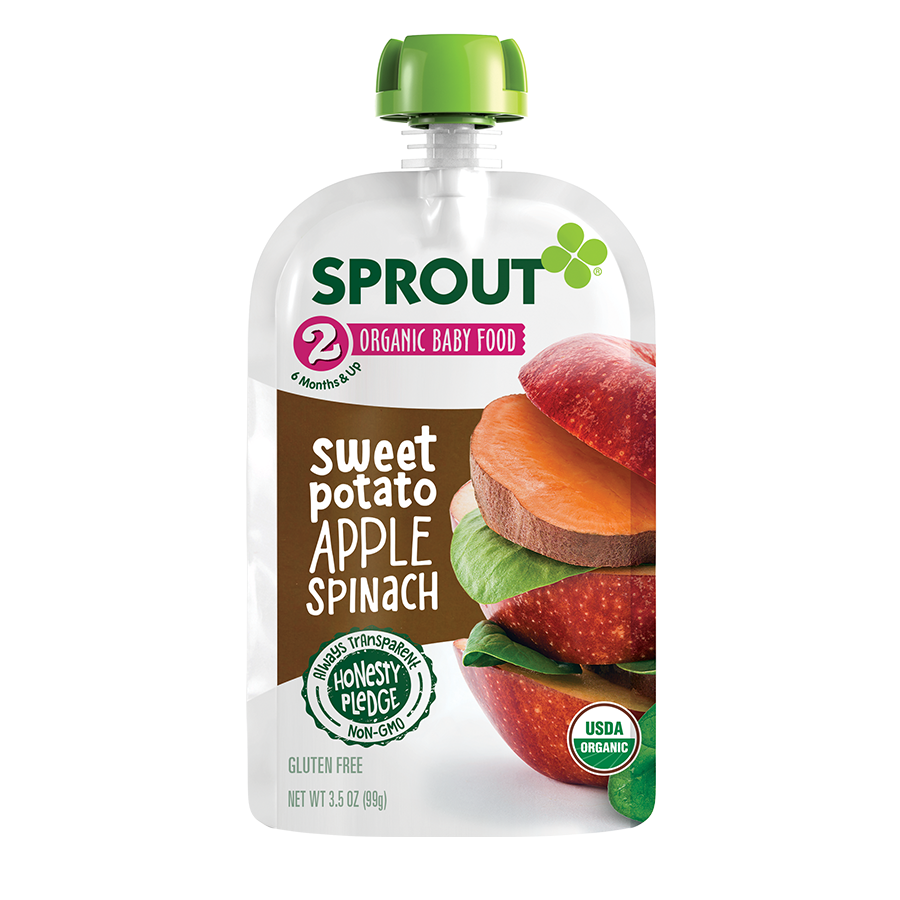 Sprout Organic Baby Food Stage 2 Pouches Sweet Potato Apple Spinach Pack of 6 - Premium Baby Food Pouches from Sprout - Just $12.99! Shop now at Kis'like