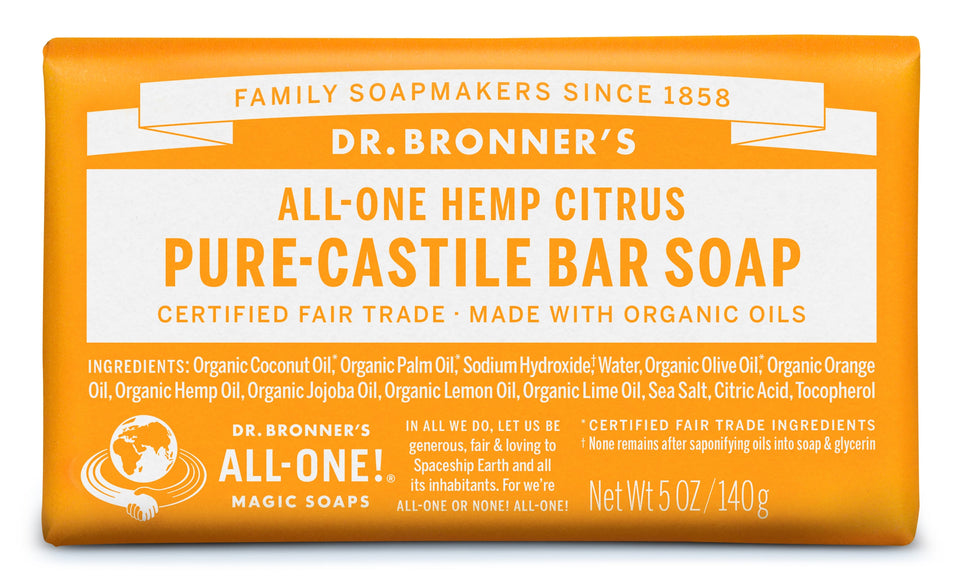Dr. Bronner's Organic Pure Castile Citrus Bar Soap 5oz Orange 5 oz - Premium Bar Soap from Dr. Bronner's - Just $12.98! Shop now at Kis'like