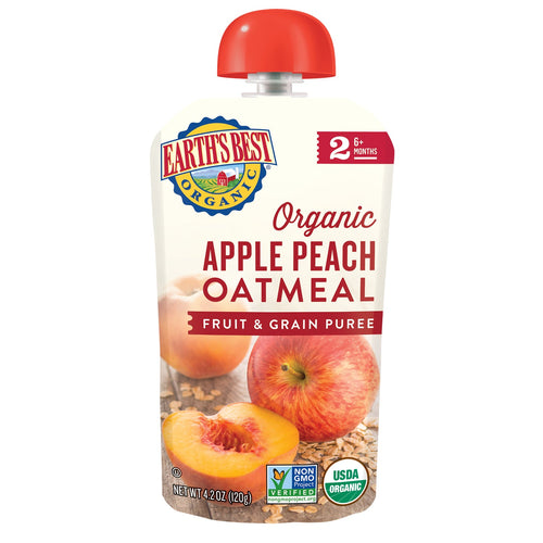 Earth's Best Organic Stage 2, Apple Peach Oatmeal Baby Food, 1 Pouch (120g) Pouch Multicolor 4.2 oz - Premium Baby Food Stage 2 from Earth's Best - Just $3.99! Shop now at Kis'like