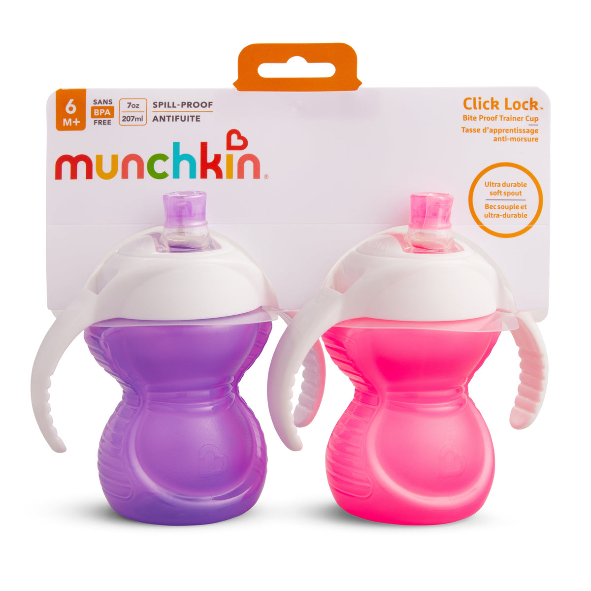 Munchkin Click Lock 7oz Bite Proof Trainer Cup, 2 Pack, Color May Vary ...