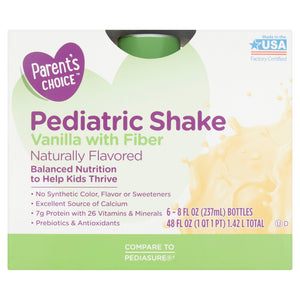 Parent's Choice Pediatric Shake with Fiber, Vanilla, 8 oz, 6 Count Other 48 oz - Premium Baby Beverages from Parent's Choice - Just $11.99! Shop now at Kis'like