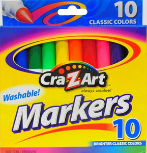 Car-Z-Art Super Washable Marker, 10 Count Multicolor 6 in x 6.6 in x .625 - Premium Washable Markers from Cra-Z-Art - Just $3.99! Shop now at Kis'like