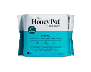 Super Herbal Menstrual Pads with Wings, 16 Count Blue - Premium HSA Eligible Feminine Care from The Honey Pot Company - Just $16.02! Shop now at Kis'like
