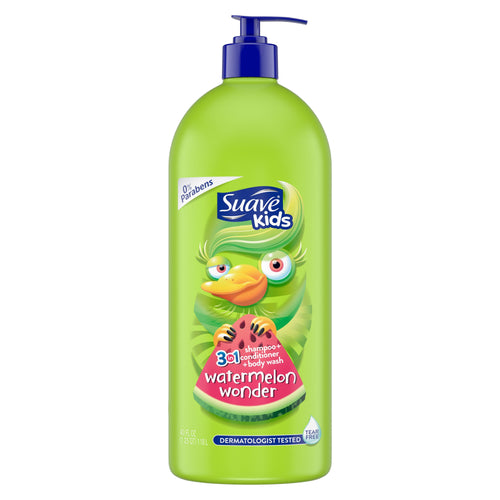 Suave Kids Watermelon Wonder 3 in 1 Shampoo, Conditioner, Body Wash Dermatologist-Tested Formula For Tear-Free Bath Time 40 oz - Premium Body Wash & Shower Gel from Suave - Just $13.76! Shop now at Kis'like