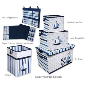 Bacati - Little Sailor Cotton Percale Fabric covered Storage, Small Box, 10 L x 10 W x 10 H inches Blue S - Premium All Nursery Storage from Bacati - Just $12.99! Shop now at Kis'like