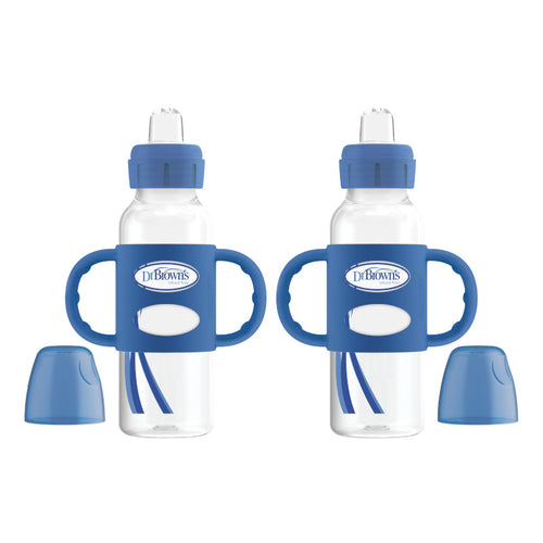Dr. Brown's Narrow Sippy Baby Bottle with Handles - 2PK Blue - Premium Toddler Feeding from Dr. Brown's - Just $21.81! Shop now at Kis'like
