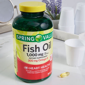 Spring Valley Omega-3 Fish Oil Soft Gels, 1000 mg, 300 Count No Gluten, Dairy, or artificial sweetene 300 softgels - Premium Circulatory Support from Spring Valley - Just $28.99! Shop now at Kis'like