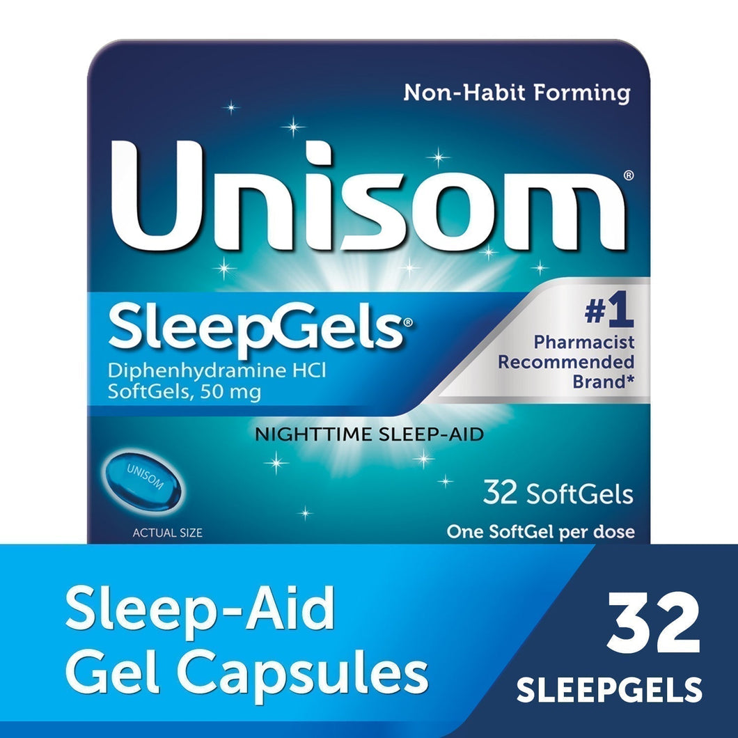 Unisom SleepGels SoftGels (32 Ct), Sleep-Aid, Diphenhydramine HCI Multicolor 32 - Premium Unisom from Unisom - Just $10.99! Shop now at Kis'like