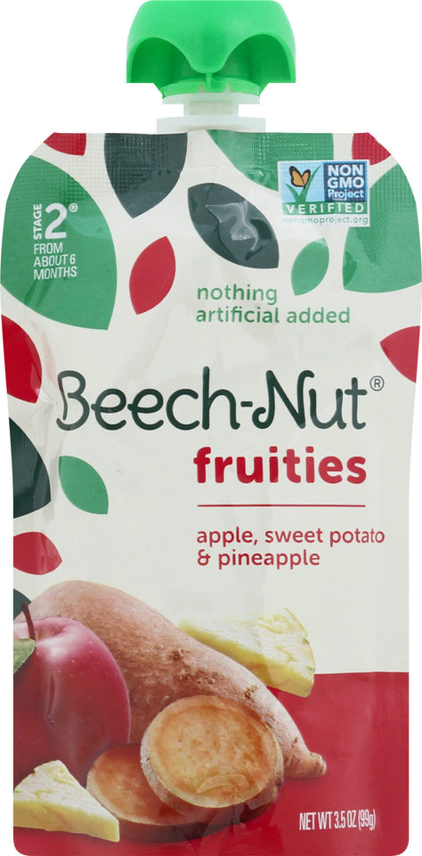 (12 Pack)Fruities Stage 2, Apple Sweet Potato & Pineapple Baby Food, 3.5 oz Pouch - Premium Fall Baby Food from Beech-Nut - Just $17.99! Shop now at Kis'like