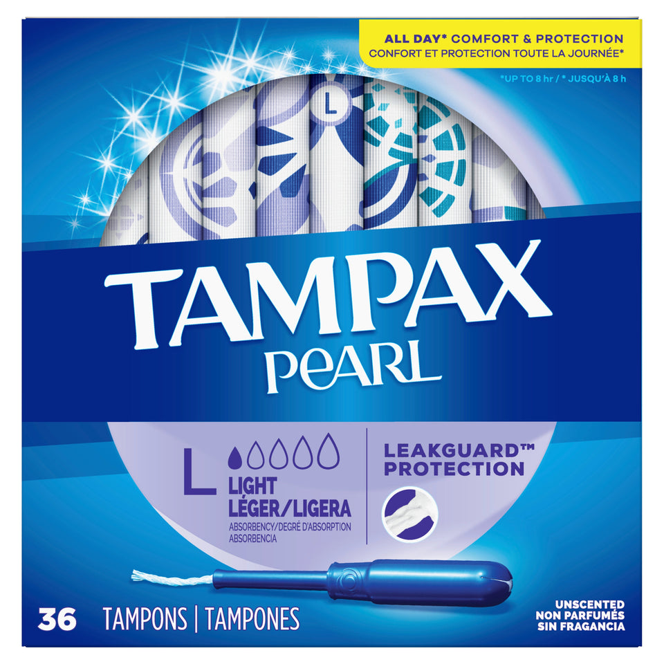 Tampax Pearl Light Absorbency Plastic Tampons, Unscented, 36 Ct White - Premium All Feminine Care from Tampax - Just $10.99! Shop now at KisLike